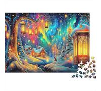 Fairy Forest Night Recycled Paper Christmas Village with Glowing Lanterns Jigsaw Puzzle Collectible Gift for Adults 70x50cm/1000pcs