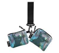 Fairy Game Anime Girl Fantasy Art Style - Cartera para cambiar tarjetas, pequeña cartera desmontable con cremallera y bolsillo para monedas para uso diario, 2 paquetes