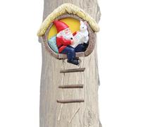 Fairy Gnome Figure for Tree - Resin Miniature Tree-Mounted Gnome Decoration | Whimsical Outdoor Figurine Sculpture for Spring Garden Stump Flower Pots Patio Balcony Yard Home Decor Garden Fairy