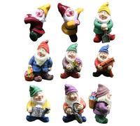 Fairy Gnome Set, Mini Garden Sculpture Pack, 9pcs Decorative Resin Figurines with Colorful Detail Finish, Compact Outdoor Ornament Design Kit, Whimsical Nature Style Decor, Shelf Table Indoor
