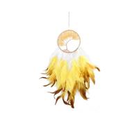 Fairy Gold Citrine Tree of Life Dream Catcher Wall Decor with Healing Crystal Stone Handmade Feather Dream Catchers Decoration Wall Hanging-25.6"