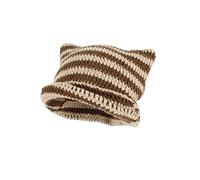 Fairy Grunge Beanie Y2K Cat in The Hat Sombrero a rayas Crochet Slouchy Hat Invierno Cálido Punto Alt Headwear Accesorios, Coffee, M