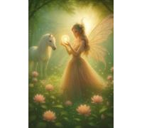 Fairy Holding Orb in the Forest and Unicorn Writing Journal