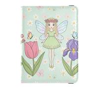Fairy in A Flower Garden - Cartera de viaje de cuero para pasaporte, soporte antirrobo para dinero, organizador de viaje para mujer