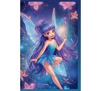 Fairy Journal for Girls - Hardcover Writing Notebook with Joyful Mythical Fairy in Blue Dress & Purple Hair, Magical Garden Diary- 80 Lined Pages, 6” x 9”