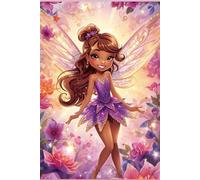 Fairy Journal for Girls - Softcover Writing Notebook, Purple, Gold Dress & Brown Hair, Magical Pink Garden Diary- 80 Lined Pages, 6” x 9”