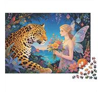 Fairy & Leopard Puzzles for Ancianos 1000 Piezas Reciclable Paper Dreamy Forest Puzzle for Adultos Interesting Family Juego Accesorios Party Juego Accesorios for Home 38x26cm/1000pcs