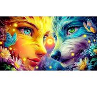 Fairy-Lobo-Face-Duo Rompecabezas de 1000 Piezas para Adultos - Cartón Reciclado para Decoración 75x50cm/1000pcs