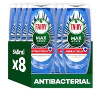 Fairy Max Power - Líquido de lavado antibacteriano 8 x 545 ml, limpieza fácil y sin esfuerzo, incluso en tus ollas y sartenes más grasas