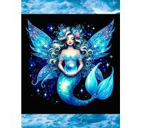 Fairy Mermaid with Crystal Ball Novelty Journal Notebook - Waves and Sparkles Design 8.5" X 11" 140 Pages Wide Ruled Paperback: 8.5" X 11" 140 Pages Wide Ruled Paperback