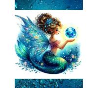 Fairy Mermaid with Crystal Ball Novelty Journal-Style Notebook - Bubbles and Sparkles Design: 8.5" X 11" 140 Pages Wide Ruled Paperback