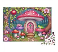 Fairy Mushroom House Colourful Pink Door Mushroom Home 1000 Pieces Jigsaw Puzzles for Adults Fun Activity for Rainy Days 70x50cm/1000pcs