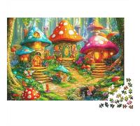 Fairy Mushroom Houses Set Rompecabezas 1000 Piezas Cartón Premium para Adultos, Desafío Educativo, Diversión En Casa, Gran Idea De Regalo para Temporada Festiva 38x26cm/1000pcs