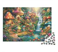 Fairy Mushroom Village 100% Recycled Cardboard Mushroom Forest Waterfall 1000Pc Jigsaw for Adults Challenging & Brainteasing 52x38cm/1000pcs