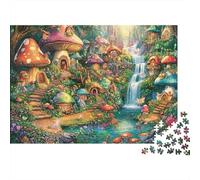 Fairy Mushroom Village_3 Paquete Rompecabezas 1000 Piezas Ecológico para Ancianos, Entrenamiento Cerebral, Actividad De Viaje, Ideal para Mayores 70x50cm/1000pcs