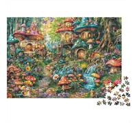 Fairy Mushroom Village Colourful Butterfly Flower Wreath 1000 Pcs Puzzle for Adults Beautiful Decoration Puzzle Fun Present 38x26cm/1000pcs
