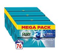 Fairy Non Bio Detergente para ropa todo en 1, comprimidos/cápsulas, 76 lavados (4 x 19), con eliminación de manchas extra platino para pieles sensibles