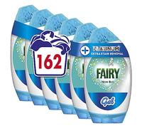 Fairy Non-Bio Platinum - Detergente líquido en gel para la ropa, 162 lavados (5,67 L x 6), toque de Lenor, frescura duradera, limpieza brillante incluso en frío