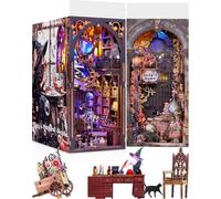 Fairy Nooktales BookNook Kit miniatura - Biblioteca de fantasía 3D de madera, casa de muñecas con estante para rincón de libros, decoración para amantes del rincón de libros mágicos LED