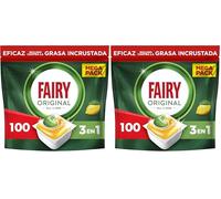 Fairy Original Todo En Uno Cápsulas De Lavavajillas Limón, 100 Cápsulas (Paquete de 2)