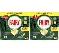 Fairy Original Todo En Uno Cápsulas De Lavavajillas, Limón, 29 Cápsulas, Efectivas Incluso En La Grasa Reseca (Paquete de 2)