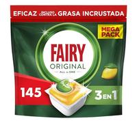 Fairy Original Todo En Uno Cápsulas De Lavavajillas, Limón, 5 x 29 Cápsulas, Efectivas Incluso En La Grasa Reseca, El paquete puede variar