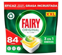 Fairy Original Todo En Uno Cápsulas De Lavavajillas, Limón, 84 Cápsulas, Efectivas Incluso En La Grasa Reseca, El embalaje puede variar