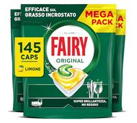 Fairy Original Todo En Uno Cápsulas De Lavavajillas, Limón, 5 x 29 Cápsulas, Efectivas Incluso En La Grasa Reseca, El paquete puede variar