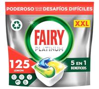 Fairy Platinum All in One, Pastillas Lavavajillas, 125 Capsulas (5 x 25), Limpia Incluso la Grasa de los Filtros, Aroma Fresco y Limpio, Mega Pack