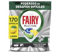 Fairy Platinum Cápsulas De Lavavajillas, Limón, 34 Cápsulas, Potente Incluso Con Los Restos De Comida Más Difíciles, Platos Limpios, Lavavajillas Brillante, Filtro Limpio Sinasa (Paquete de 5)