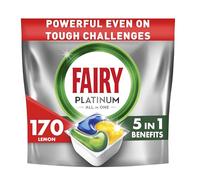 Fairy Platinum Limón, Cápsulas De Lavavajillas Todo En Uno, 170 Cápsulas, Para Los Restos Más Difíciles, Limpia Incluso La Grasa De Los Filtros