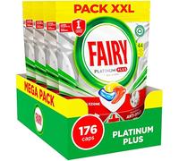 Fairy Platinum Detergente Pastillas Lavavajillas Plus, Abrillantador, 176 Cápsulas Lavavajillas, Limón, Tecnología Anti-Mate Con Acción Abrillantante, Contra La Grasa Y Las Incrustaciones Ostinadas