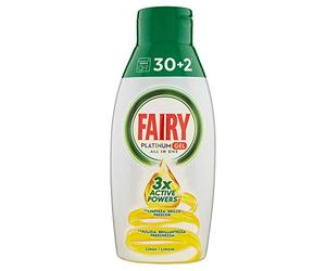 Fairy Platinum Gel Detergente Lavavajillas Todo en 1, Formato Maxi 4 x 650 ml, Limón, 128 Lavados