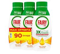 Fairy Platinum Gel Lavavajillas Detergente para Lavavajillas 90 Lavavajillas 1 Paquete de 3 Botellas Antiolor Frescura Agrumata