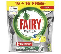 Fairy Platinum Limón Cápsulas de Lavavajillas, 32 Cápsulas