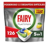 Fairy – Cápsulas de lavavajillas Platinum Limón Todo en Uno 126 cápsulas para restos difíciles