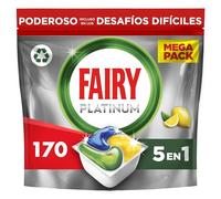 Fairy Platinum Limón, Cápsulas De Lavavajillas Todo En Uno, 170 Cápsulas, Para Los Restos Más Difíciles, Limpia Incluso La Grasa De Los Filtros