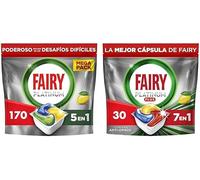 Fairy Platinum Limón, Cápsulas De Lavavajillas Todo En Uno, 170 Cápsulas, Para Los Restos Más Difíciles, Limpia Incluso La Grasa De Los Filtros + Fairy Platinum Plus Limón, 30 Cápsulas