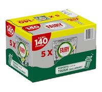 Fairy Platinum Limón - Cápsulas para lavavajillas todo en uno, 140 pastillas para la suciedad difícil, incluso los filtros grasos