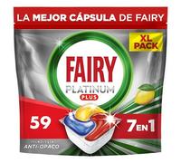 Fairy Platinum Plus Cápsulas De Lavavajillas Todo En Uno Limón, 59 Cápsulas, El embalaje puede variar