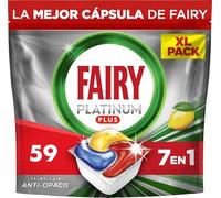 Fairy Platinum Plus Cápsulas De Lavavajillas Todo En Uno Limón, 59 Cápsulas, El embalaje puede variar