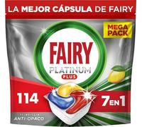 Fairy Platinum Plus Limón Cápsulas De Lavavajillas Todo En Uno, 114 Cápsulas, Nuestra Mejor Limpieza Que Deja Los Platos Como Nuevos, Elimina La Falta De Brillo Y Evita La Cal