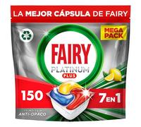 Fairy Platinum Plus Limón Cápsulas De Lavavajillas Todo En Uno, 150 Cápsulas, Nuestra Mejor Limpieza Que Deja Los Platos Como Nuevos, Elimina La Falta De Brillo Y Evita La Cal