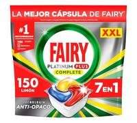 Fairy Platinum Plus Limón Cápsulas De Lavavajillas Todo En Uno, 150 Cápsulas, Nuestra Mejor Limpieza Que Deja Los Platos Como Nuevos, Elimina La Falta De Brillo Y Evita La Cal