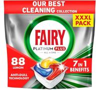 Fairy Platinum Plus - Pastillas para lavavajillas todo en uno, 88 unidades, fragancia a limón, brillo y prevención de piedra
