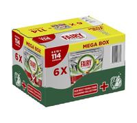 Fairy Platinum Plus - Pastillas para lavavajillas todo en uno, limón, 114 pastillas, mejor limpieza para mantener tus platos brillantes y brillantes, previenen la formación de incrustaciones