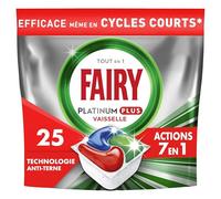 Fairy Platinum Plus Tablets Lavavajillas All In One, Regular, 25 cápsulas, Limpieza óptima para una vajilla limpia como nueva, reda el brillo y previene la piedra caliza