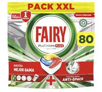 Fairy Platinum Plus Todo en Uno Pastillas Lavavajillas, 80 Capsulas Lavavajillas (5 x 16), Limpieza Profunda y Extra Brillo, Fragancia Limon