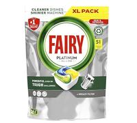 Fairy Platinum - Tabletas todo en 1 para lavavajillas a granel, 51 tabletas, limón, paquete XXL, con filtro grasoso y acción de enjuague