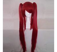 Fairy Tail Erza Scarlet Cosplay Pelucas de Fibra de Alta Temperatura Pelo Sintético Pelo Rojo Largo con Doble Colas de Caballo ZY-370